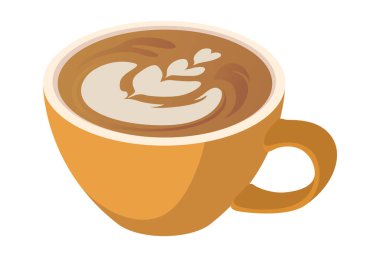 Beyaz arka planda izole edilmiş köpük desenli yeni demlenmiş kapuçino - Vektör illüstrasyonu