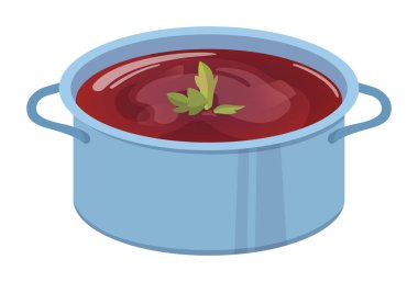 Çorba beyazından arkaplanı olan gerçekçi metal tenceresi - Vektör illüstrasyonu