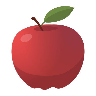 Gerçekçi olgun kırmızı elma beyaz arkaplanda izole edilmiş - Vektör illüstrasyonu