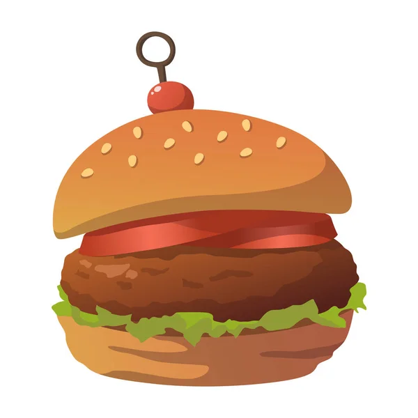 Realistyczne Świeże Big Burger Izolowane Białym Tle Wektor Ilustracji — Wektor stockowy