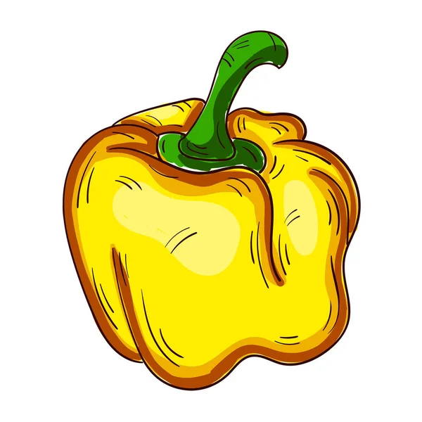 Pimiento Amarillo Fresco Realista Sobre Fondo Blanco Ilustración Vectorial — Archivo Imágenes Vectoriales