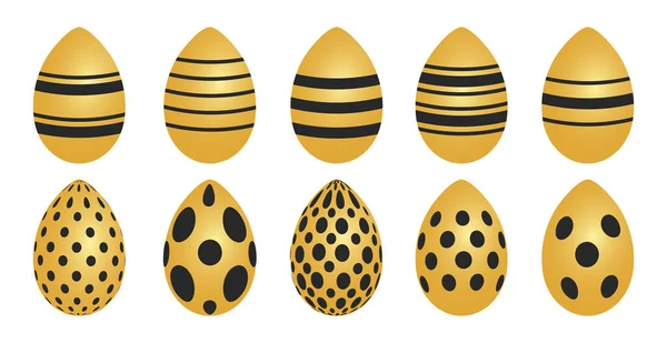 Modelo Fundo Páscoa Com Ovos Amarelos Dourados Festivos Ilustração — Fotografia de Stock