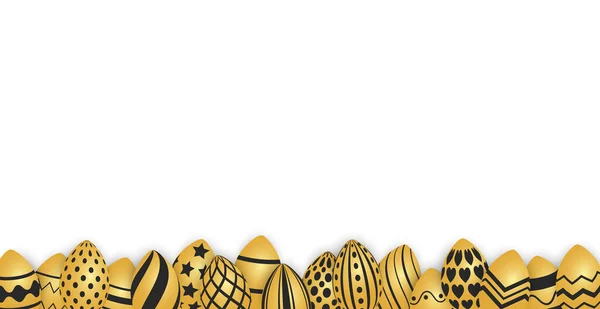 Easter Background Template Festive Golden Yellow Eggs Illustration — Stock Photo, Image