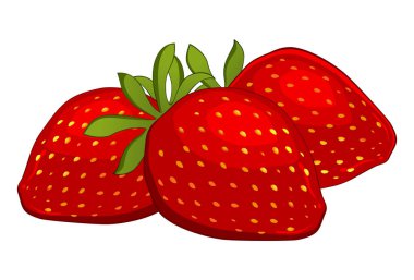 Beyaz arka plana karşı gerçekçi taze çilekler - Vektör illüstrasyonu