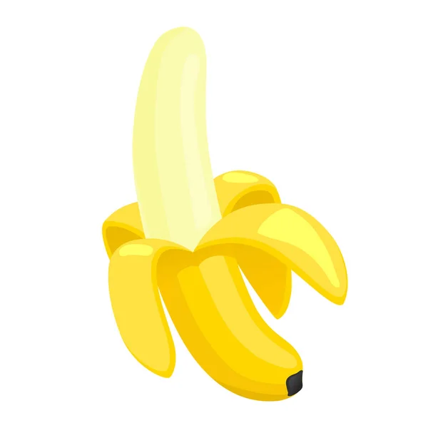 Banana Amarela Fresca Realista Isolada Sobre Fundo Branco Ilustração Vetorial — Vetor de Stock