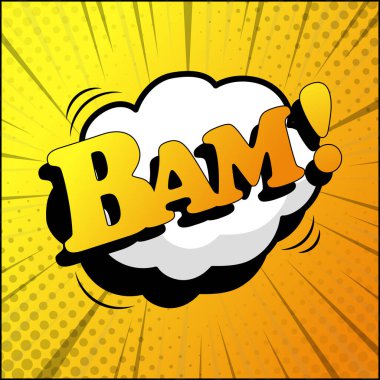 Beyaz arkaplanda çizgi roman harfleri BAM - Vektör