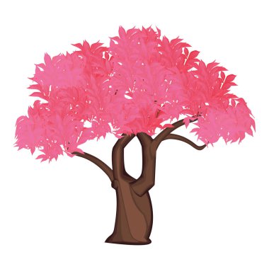 Beyaz arkaplanda izole edilmiş gerçekçi yeşil ağaç - Vektör illüstrasyonu