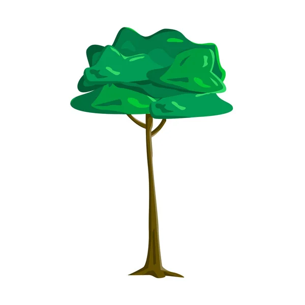 Ρεαλιστικό Πράσινο Παλιό Ψηλό Δέντρο Απομονωμένο Λευκό Φόντο Vector Illustration — Διανυσματικό Αρχείο