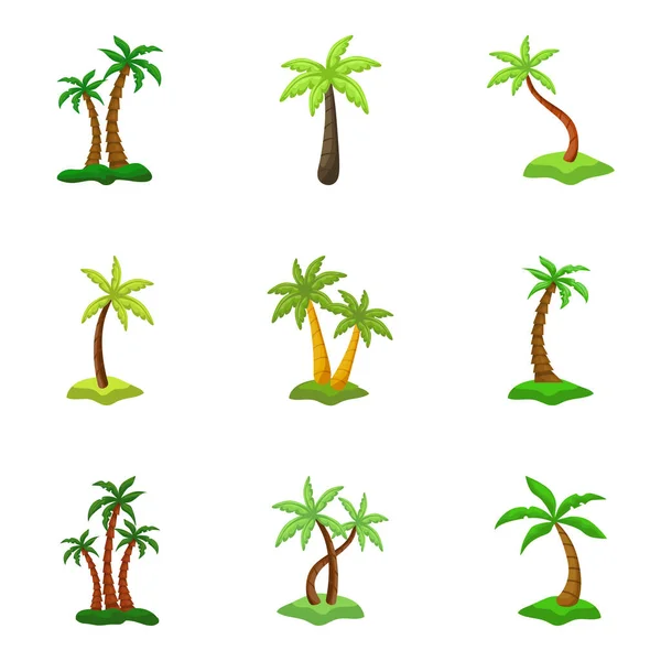 Beyaz Arkaplanda Palmiye Ağacı Kümesi Vektör Illüstrasyonu — Stok Vektör