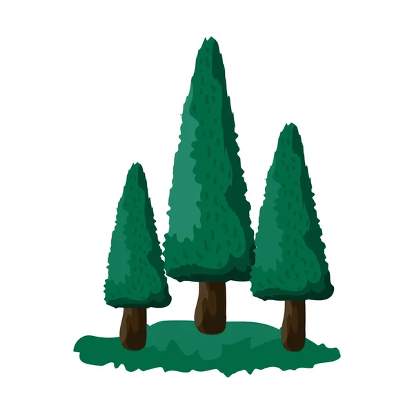 Realistisk Tät Grön Gran Träd Vit Bakgrund Vektor Illustration — Stock vektor