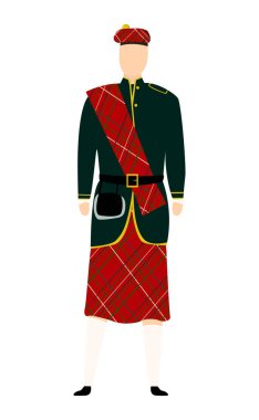 İskoç folklorlu etek giyen adam - Vektör çizimi