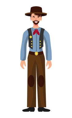 Kovboy şenliği kıyafetleri içindeki adam - Vektör illüstrasyonu