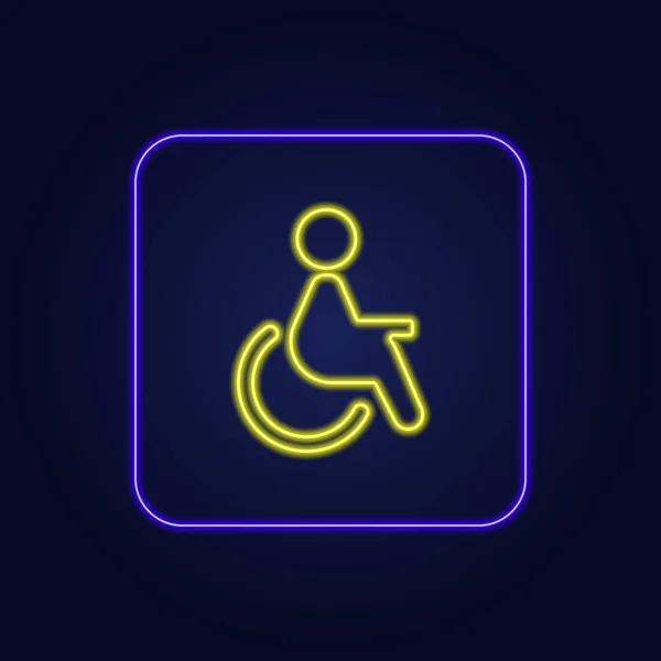漂亮而时尚的彩色霓虹灯轮椅标志图标 矢量插图 — 图库矢量图片