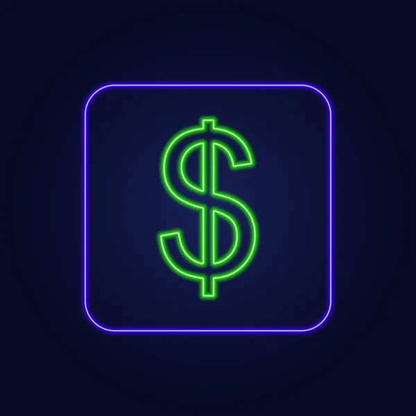 Mooie Stijlvolle Kleurrijke Neon Dollar Icoon Vector Illustratie — Stockvector