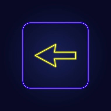 Güzel renkli neon sol ok simgesi - Vektör illüstrasyonu