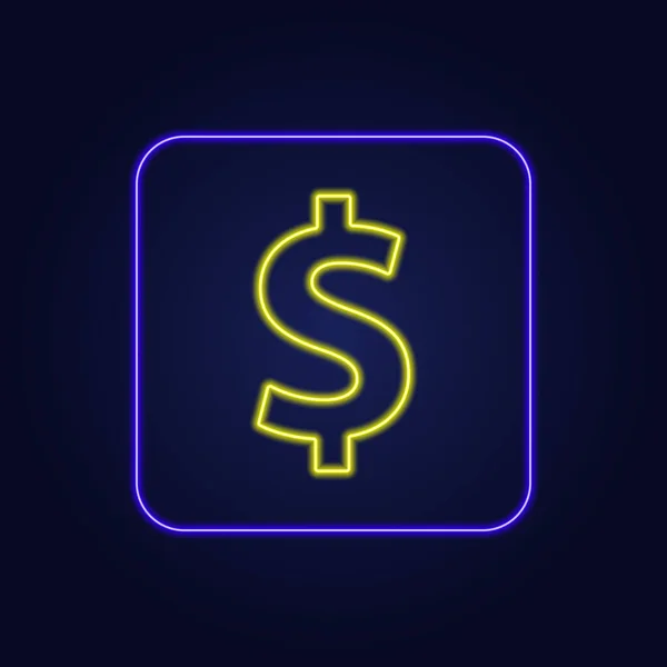 Mooie Stijlvolle Kleurrijke Neon Dollar Icoon Vector Illustratie — Stockvector