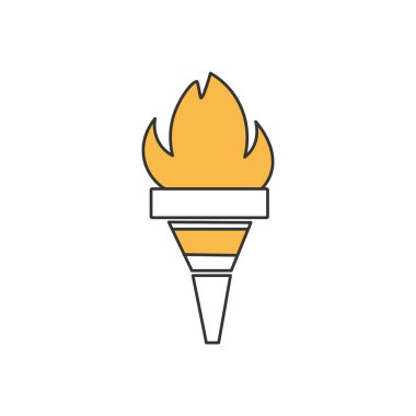 Beyaz arkaplanda ince çizgi meşale simgesi izole edilsin - Vektör illüstrasyonu