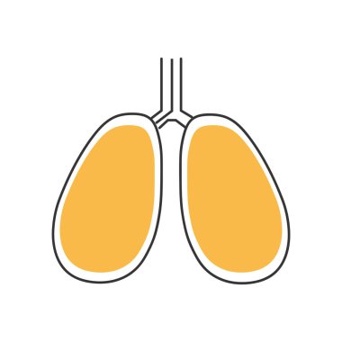 Beyaz arkaplanda ince çizgi akciğer simgesi - Vektör illüstrasyonu