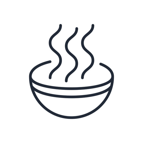 Stylish thin line icon of a plate of porridge on a white background - Vector illustration
