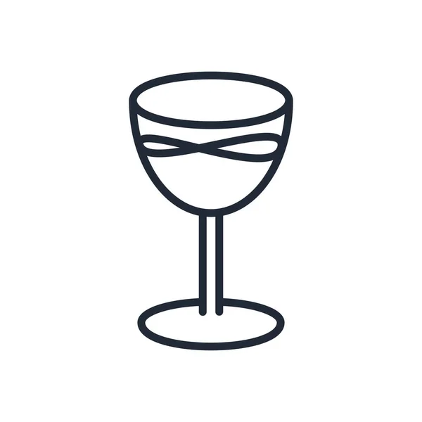 白色背景下一杯葡萄酒的别致细线图标 矢量图解 — 图库矢量图片