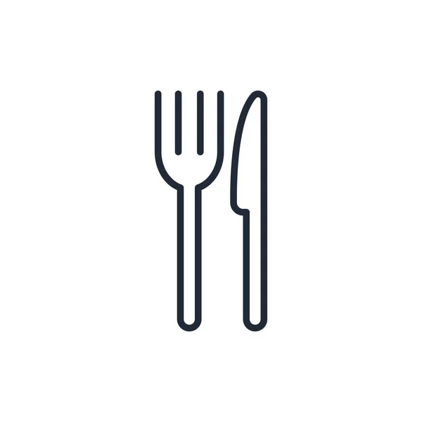 Elegante Tenedor Icono Línea Delgada Cuchillo Aislado Sobre Fondo Blanco — Vector de stock