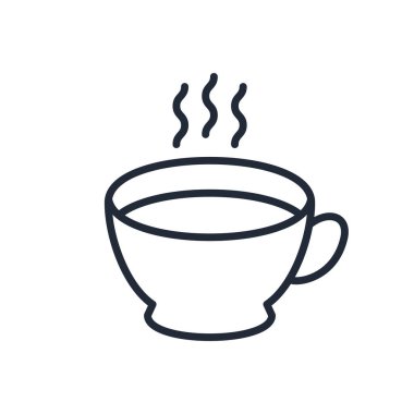 Beyaz arkaplanda izole edilmiş ince çizgi çay kupası simgesi - Vektör illüstrasyonu