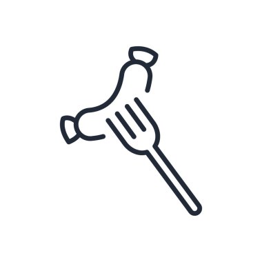 Beyaz arkaplanda izole edilmiş ince çizgi sosis simgesi - Vektör illüstrasyonu