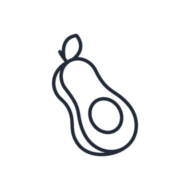 Beyaz arkaplanda izole edilmiş ince çizgi avokado simgesi - Vektör illüstrasyonu