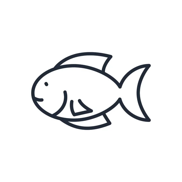 Elegante Icono Pescado Línea Delgada Aislado Sobre Fondo Blanco Ilustración — Vector de stock