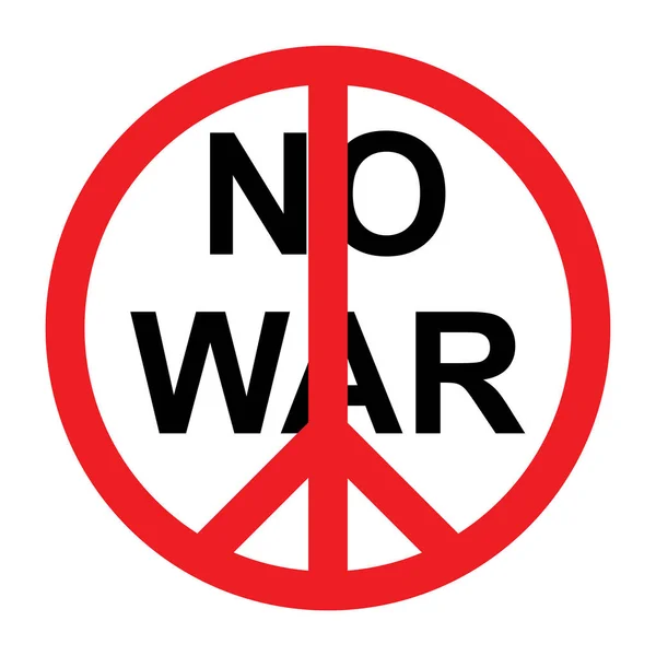 白色背景上的红色和平符号No War 矢量图解 — 图库矢量图片