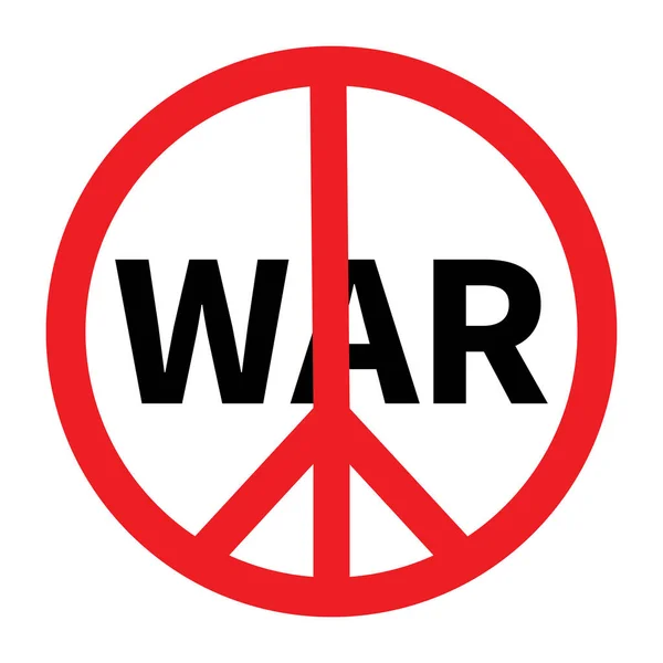 Beyaz Arkaplanda Kırmızı Işaret Pasifizmi War Vektör Illüstrasyonu — Stok Vektör