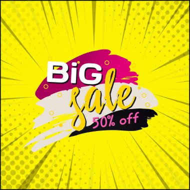 Comic zoom web pankartı, kartvizit, şablon BIG satışı% 50 - Vektör illüstrasyonu