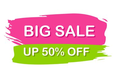Boya lekeli web pankartı, kartvizit, şablon BIG satışı% 50 - Vektör illüstrasyonu