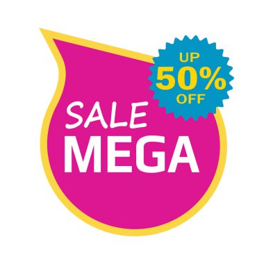 Özet web pankartı, kartvizit, şablon MeGA satışı% 50 - Vektör illüstrasyonu