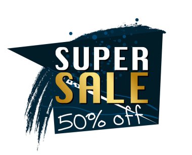 Boya lekeli web pankartı, iş kartı şablonu% 50 indirimli - Vektör illüstrasyonu