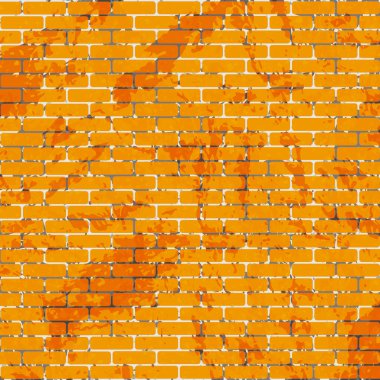 Arkaplan dokusu eski turuncu tuğla işi, boya soyma - Vektör illüstrasyonu