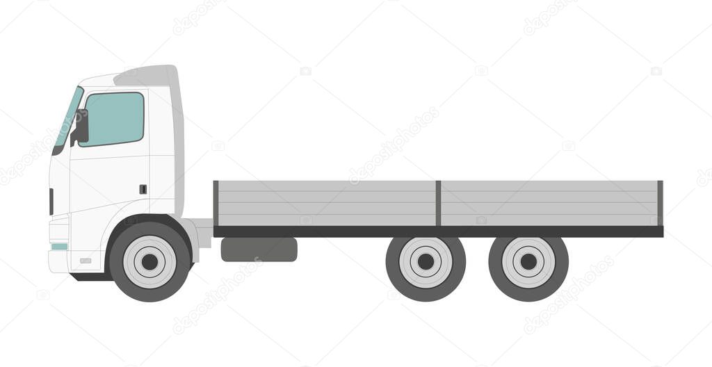 Big white transport truck isolated on white background - Vector illustration