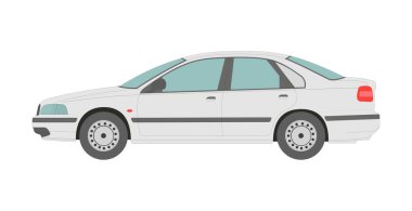 Beyaz arkaplanda hafif modern sedan - Vektör illüstrasyonu
