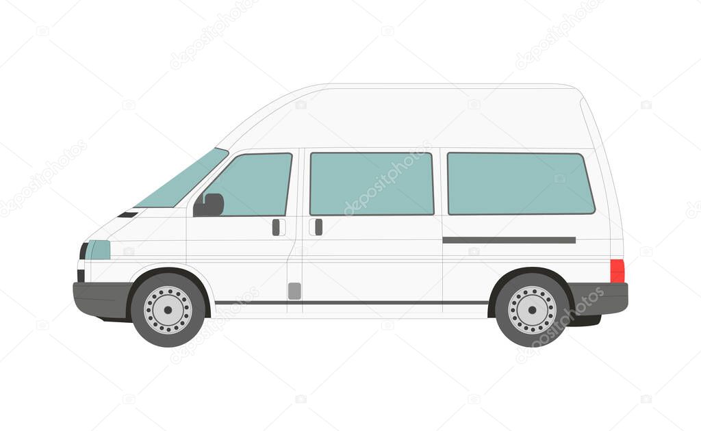 Big white passenger truck isolated on white background - Vector illustration