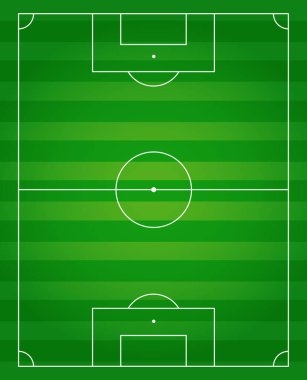 Sahada resmi işaretleri olan gerçekçi futbol sahası - Vektör illüstrasyonu