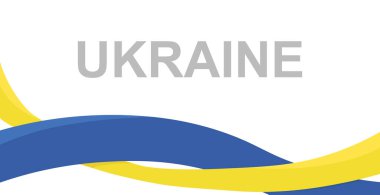 Soyut panoramik beyaz arka plan Ukrayna 'nın mavi turuncu çizgi bayrağı - Vektör illüstrasyonu