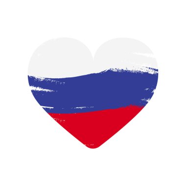 Beyaz arka planda Rus bayrağının renginde kalp - Vektör illüstrasyonu