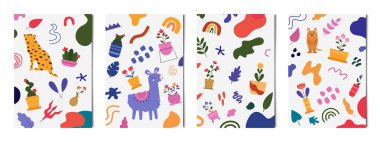 Reklamcılık, kartvizitler ve afişler için 4 bilgisayar özeti afişi - Vektör illüstrasyon