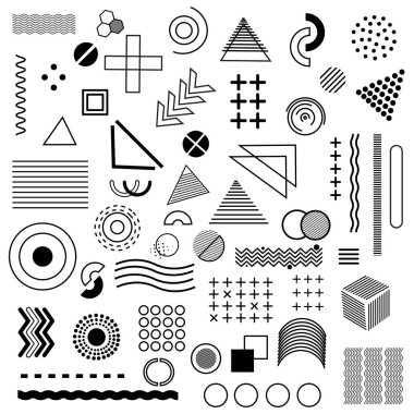Farklı soyut elementlerin büyük kümesi - Vektör illüstrasyonu
