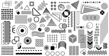 Beyaz arkaplanda büyük bir grup soyut element - Vektör illüstrasyonuName