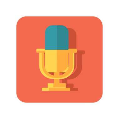 Beyaz arkaplanda soyut düğme simgesi mikrofonu - Vektör illüstrasyonu