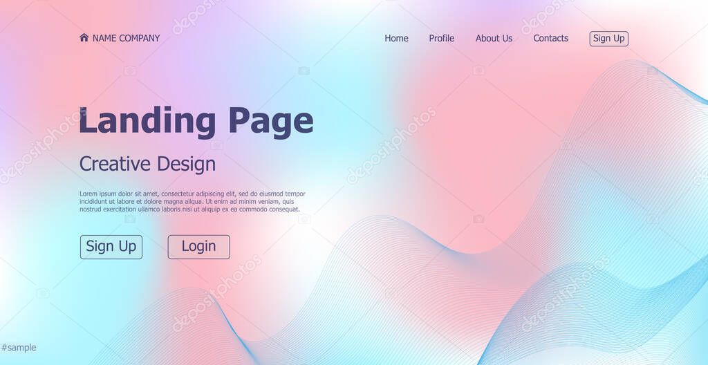 Gradient light web template landing page digital website landing page design concept - Vector illustration