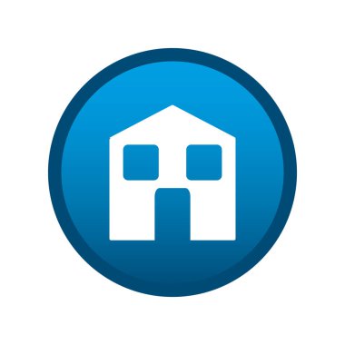 Beyaz arkaplanda ev yuvarlak ortam simgesi - Vektör illüstrasyonu