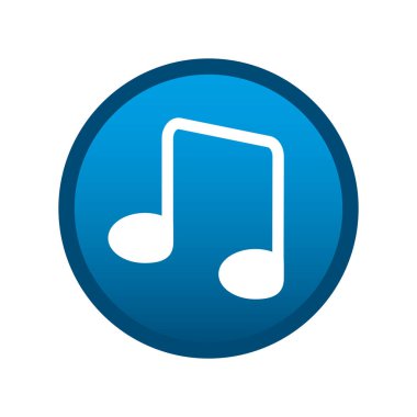 Beyaz arkaplanda yuvarlak ortam nota simgesi - Vektör illüstrasyonu