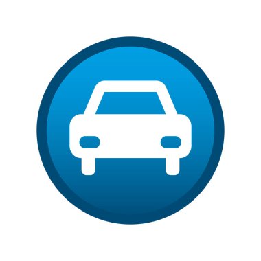 Beyaz arkaplanda otomobil yuvarlak ortam simgesi - Vektör illüstrasyonu